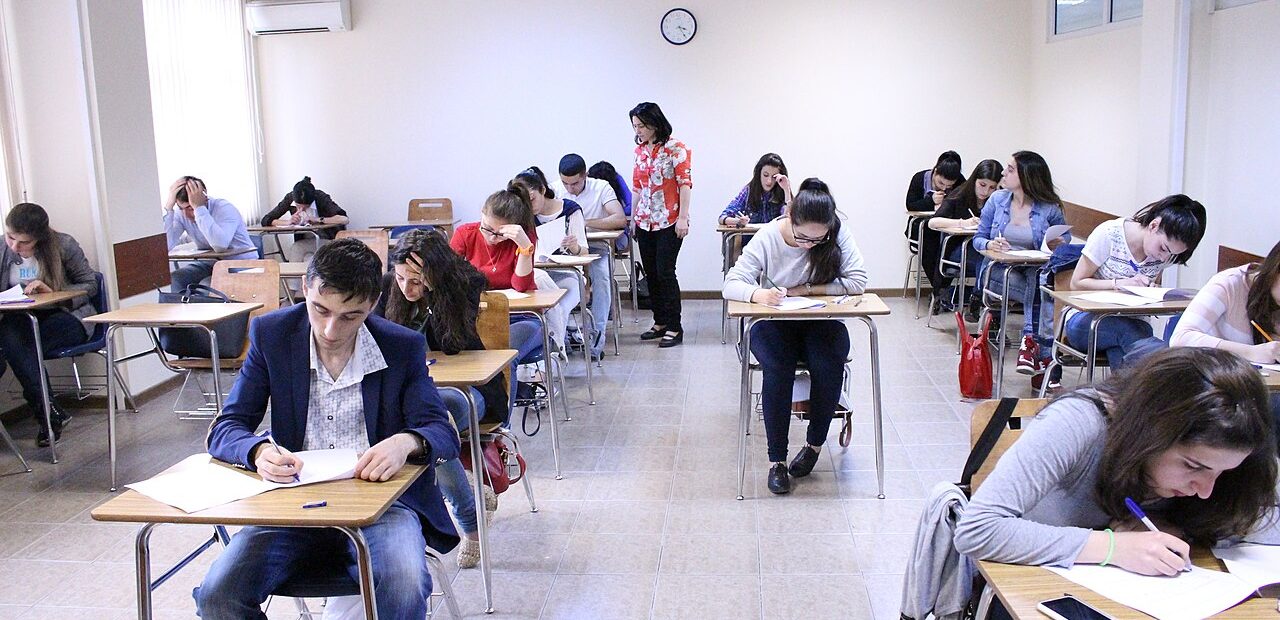 Students writing an exam