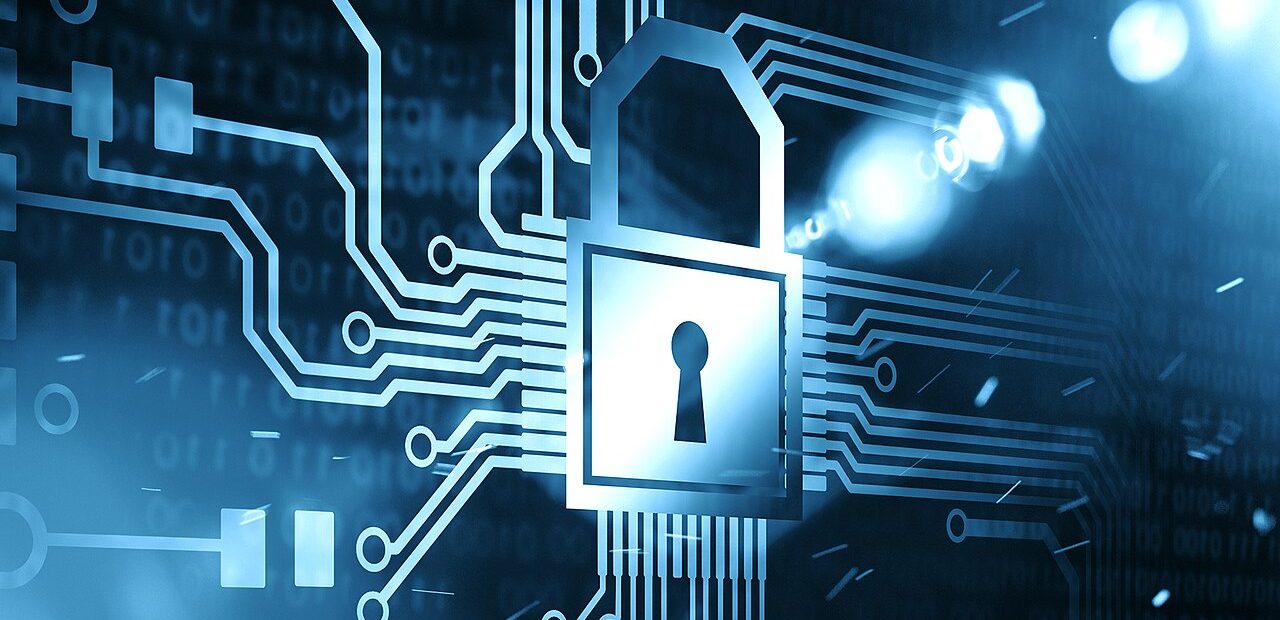 Digital padlock representing online security