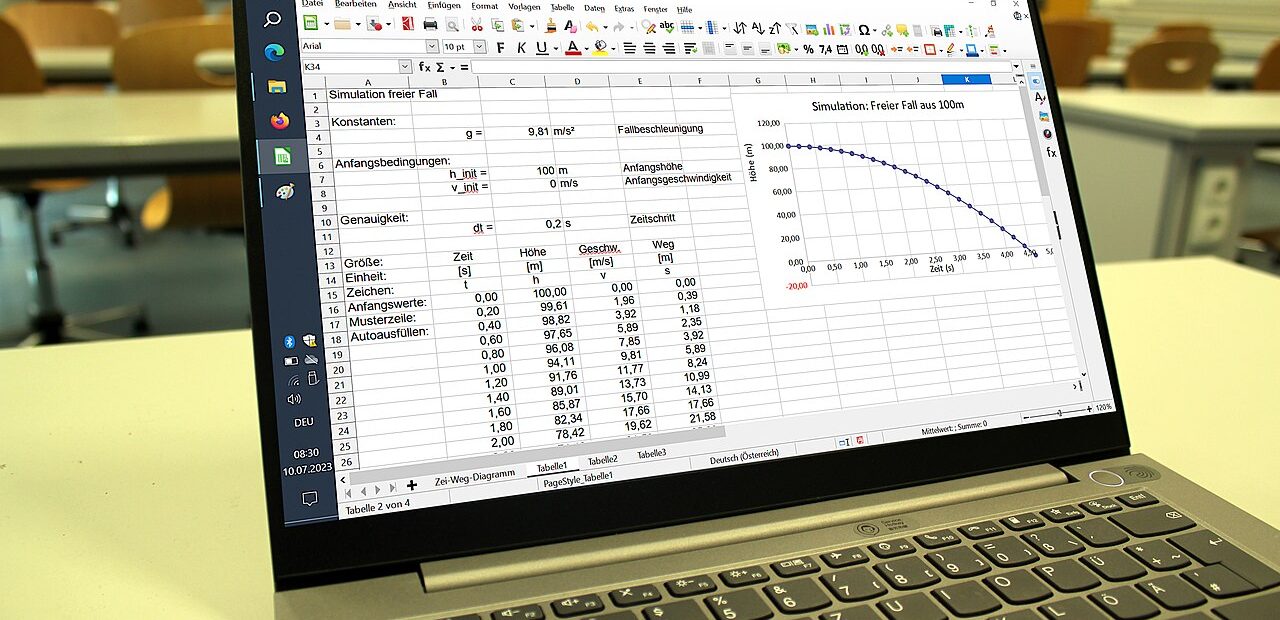 Spreadsheet on a laptop screen